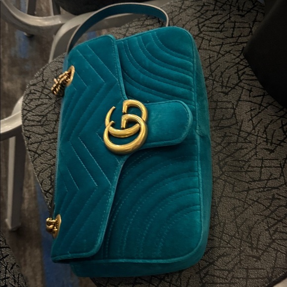Gucci Handbags - Gucci Teal Crossbody Bag with Gold Accents